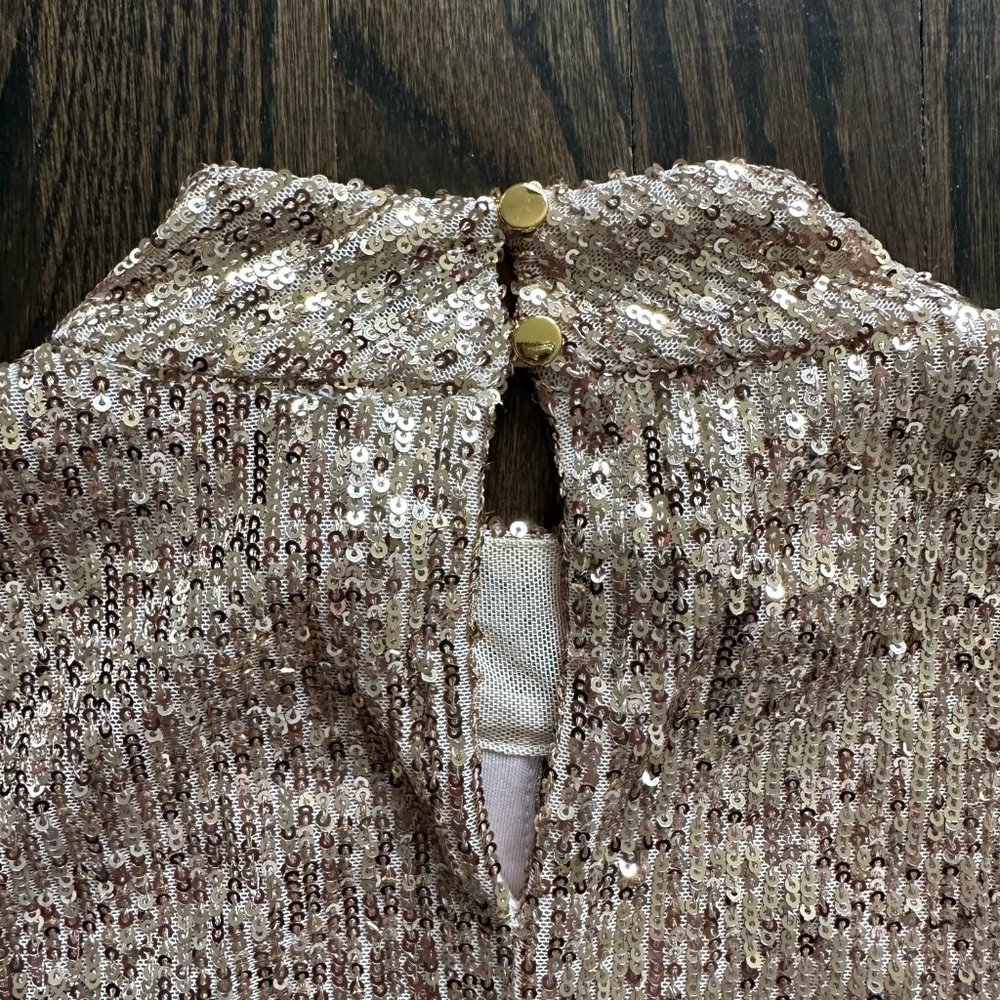 CALVIN KLEIN Womens Sequined Sleeveless Mock Neck Party Party Top - Picture 4 of 6